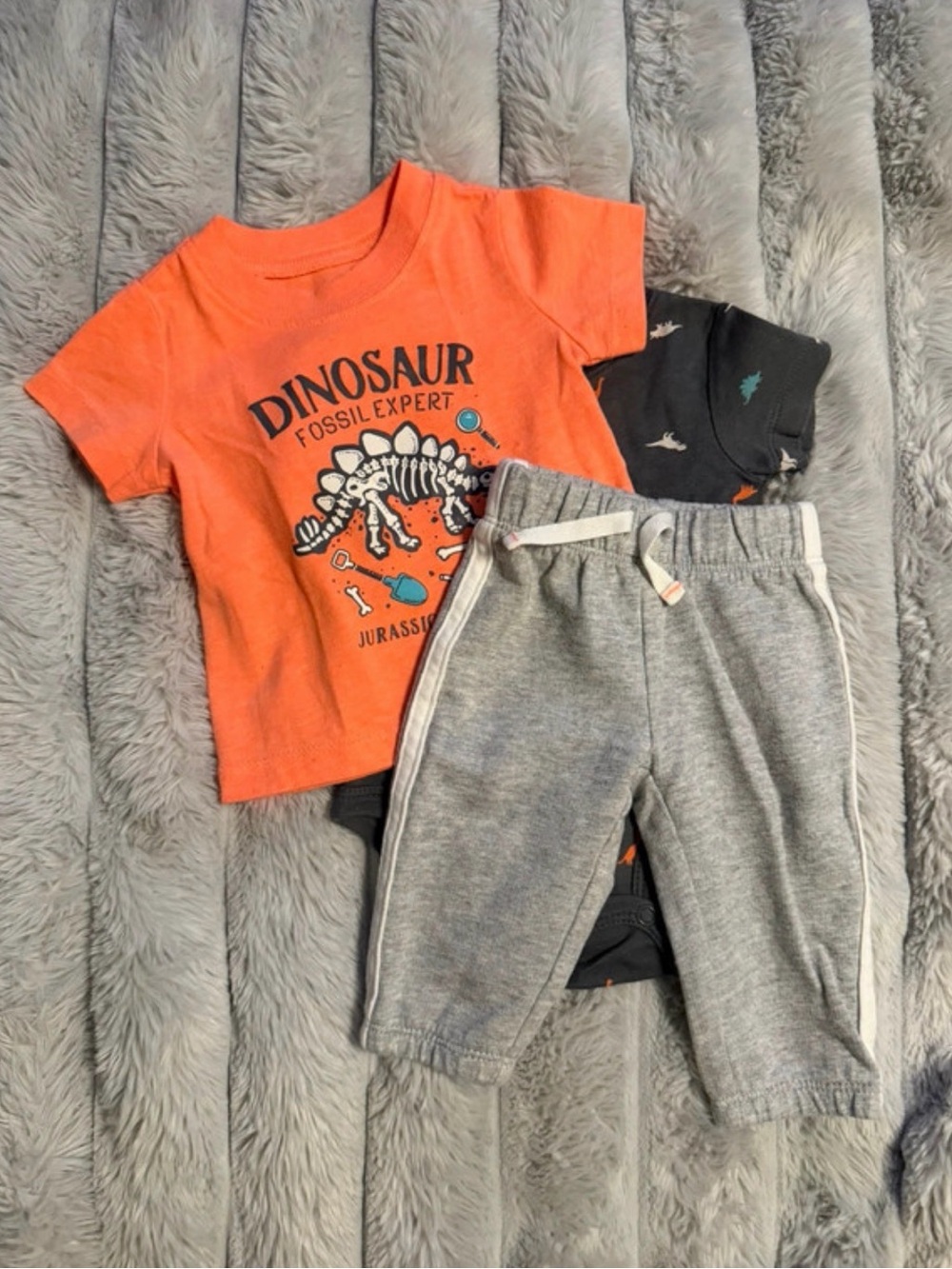 Carter's Orange Dinosaur Graphic Tee with Gray Joggers Set